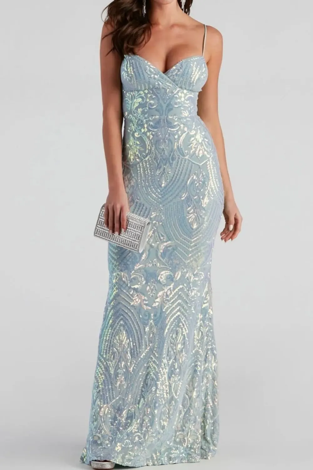 Sequin Mermaid Evening Maxi Cami Dress