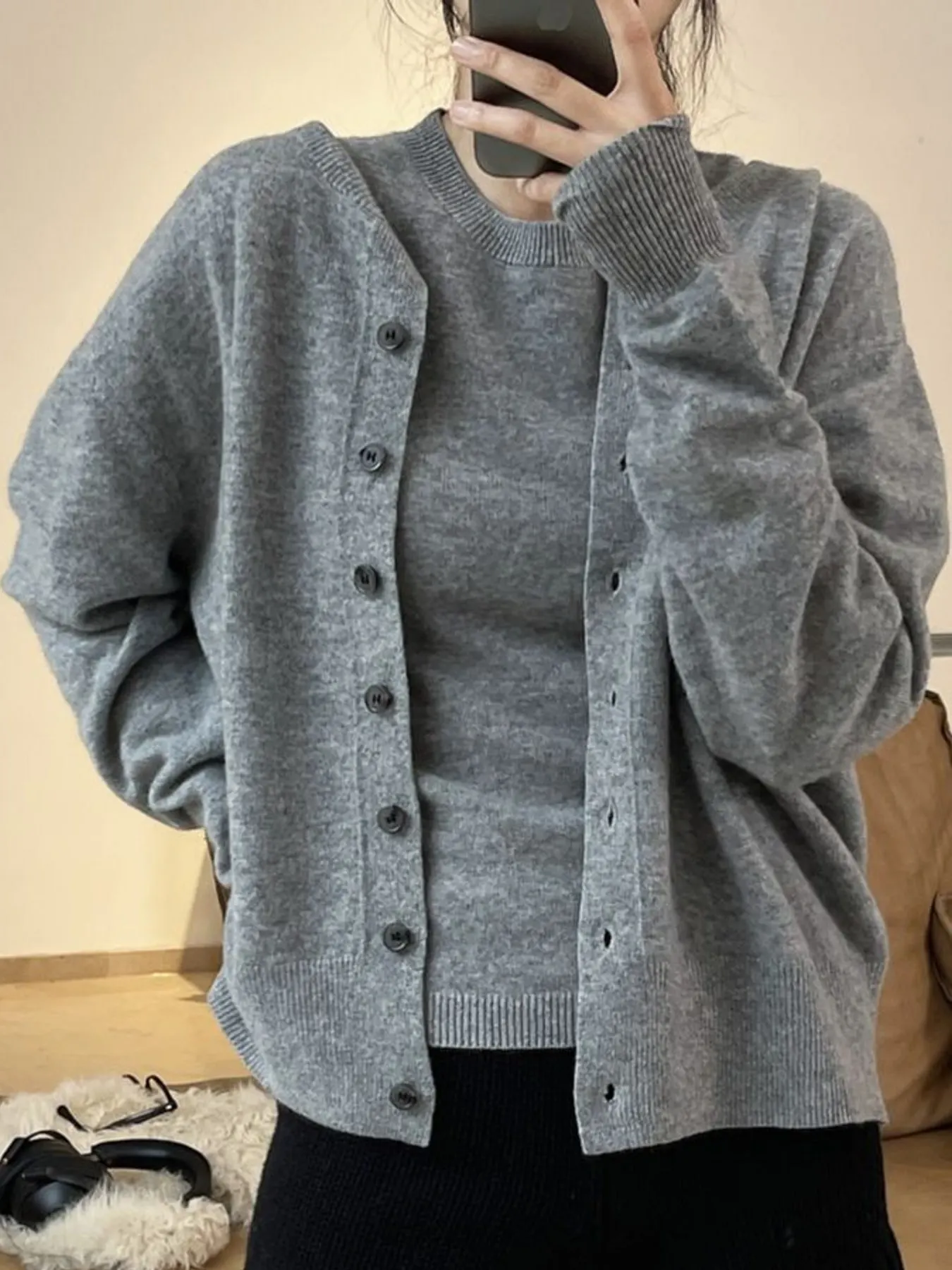 Button Up Long Sleeve Cardigan